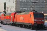 Railion 146 036 drckt am 30.12.10 den RE 11 in den Essener Hbf.Aktuell kommen in NRW ein paar 145er zum Einsatz aufgrund von Fahrzeugmangel