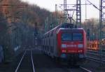 Nachschuss auf 145 039-4 mit dem RE4 nach Dortmund Hbf bei der Ausfahrt in Aachen-West, 16.1.11