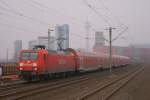 145 046-9 mit dem RE 4 nach Aachen in Dsseldorf-Hamm am 21.01.2011