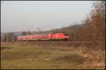 145 046 (9180 6145 046-6 D-DB) hat den RE4 (RE 10424)  WUPPER-Express  am Haken. (Ruhrwiesen am 29.01.2011)