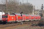 Railion 145 036 zieht am 17.2.11 den RE4 nach Aachen durch Dsseldorf-Bilk