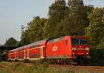 145 036-0 mit dem RE10430 aus Dortmund nach Aachen kurz hinter dem Bahnhof Geilenkirchen, 22.5.11