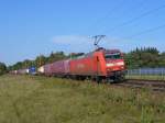 145 009-4 ist mit einem Gterzug am 04.10.2011 bei Waghusel     