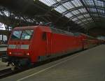 21.02.2012 Leipzig Hbf., 145 045-1 mit RE Dresden Hbf - Leipzig Hbf.