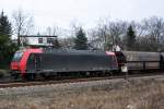 145 084-0 mit Schttgutwagen in Bonn-Oberkassel - 07.03.2012