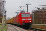 145 007-1 unterwegs in Richtung Bebra von Kassel kommend. 27.11.2013 Baunatal-Guntershausen