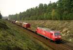 145 003 mit IRC 52963 (Hagen-Vorhalle–Rostock Seehafen) am 17.04.2004 zwischen Jesteburg und Maschen