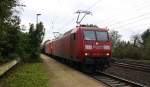 145 062-6 von Railion und 145 040-2 DB kommen als Umleiter aus Richtung Aachen-West mit einem sehr langen Ölzug aus Antwerpen-Petrol(B) nach Basel(CH) und fahren durch Kohlscheid in Richtung Herzogenrath,Neuss.
Bei schönem Herbstwetter am Nachmittag  vom 12.10.2014. 