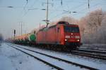 BR 145 (145 074-1) bei der Durchfahrt Diedersdorf am 27.12.2014.