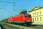 145 053 mit KC 62915 (Hamburg-Waltershof–Ziltendorf) am 08.10.2005 in Brahlstorf