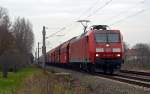 145 020 zog am 15.12.15 einen Kalkzug durch Greppin Richtung Bitterfeld.