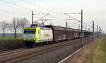 Mit dem Porschezug nach Leipzig-Wahren am Haken rollte 145 094 der Captrain am 25.03.17 durch Braschwitz.