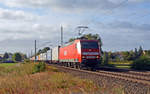 Am 03.10.18 schleppte 145 043 einen Containerzug für ihren neuen Eigentümer MEG durch Jeßnitz Richtung Dessau.