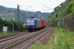 145-CL 204 mit Containerzug in Fahrtrichtung Süden. Aufgenommen in Lorchhausen am 16.07.2014.