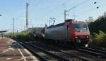 145 084-0 verlässt am 24.10.2014 mit einem Güterzug den Bahnhof Eichenberg Richtung Kassel.