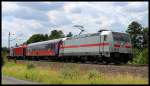 146 566 mit BTE Wagen und 147 001 sowie 182 515 am 16.07.15 in Kerzell