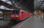 Am 06.01.2018 steht in Leipzig Hbf die 146 025 mit dem RE 16525 (Leipzig Hbf - Dresden Hbf).