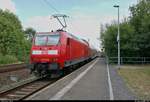 Nachschuss auf 146 020 der Elbe-Saale-Bahn (DB Regio Südost) als RE 4689 (RE20) von Uelzen nach Stendal, der den Bahnhof Hohenwulsch auf der Bahnstrecke Stendal–Uelzen (KBS 305)