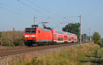 146 024 führte am 31.08.19 einen RE von Magdeburg nach Halle(S) durch Jeßnitz.