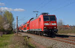 146 031 bespannte am 22.03.20 einen RE 13 von Magdeburg nach Leipzig. Hier führt sie ihren Zug durch Greppin Richtung Bitterfeld.