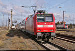 146 011-2 durchfährt den Bahnhof Großkorbetha auf Gleis 6.

🧰 Elbe-Saale-Bahn (DB Regio Südost)
🚝 RE 4885  Saale-Express  (RE18) Halle(Saale)Hbf–Naumburg(Saale)Hbf
🕓 20.3.2021 | 9:25 Uhr