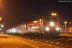 146 217-5 steht am 25.01.08 mit RE 19470 nach Stuttgart Hbf auf Gleis 2 des Aalener Bahnhofs.