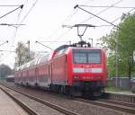 146 024-5 fuhr mit 140 Km/h als Dienstfahrt von Dsseldorf nach Aachen durch Geilenkirchen am 23.04.08