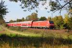 146 223-3 am 06.10.2007 mit RE 19511 Heidelberg - Stuttgart bei Metterzimmern.