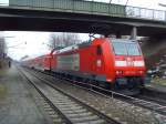 146 111-0 hlt mit ihrer Regionalbahn nach Offenburg in Ebringen. 20.02.09