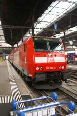 DB 146113-6 verlsst als RE nach Offenburg den Bahnhof Basel SBB. Aufgenommen am 22.03.2006