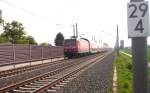 Am 2.5.2005 fuhr 146 027-8 mit 160 Km/h zwischen Dren und Horrem am Bahnhof von Buir vorbei.