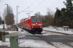 146 108-6 mit RE nach Bremerhaven-Lehe, durchfhrt Loxstedt am 16.01.2010