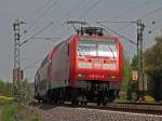 146 013-8 mit dem Umgeleiteten RE1 (NRW-Express /10118) aus Hamm nach Aachen Hbf wegen einer Streckensperrung bei Kln am Km 25.6 bei Geilenkirchen, 28.4.10