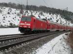 146-208 am 26.11.10 mit dem RE 19228 Ulm - Mosbach-Neckarelz bei Lonsee auf der Schwbischen Alb.