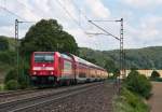 146 201-9 am 28. Juli 2011 mit RE 19228 (Ulm Hbf - Mosbach-Neckarelz) bei Amstetten.