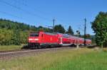 146 216 mit RE 19234 auf der Filsbahn nach Mosbach-Neckarelz.Aufgenommen in Salach am 18.8.2012