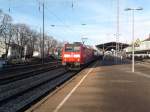 Am 22.02.2012 kam 146 113-6 mit ihrem RE nach Basel SBB Ausserplanmig auf Gleis 5 an.