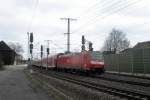 146 103-7 schiebt am 23.04.2013 ihren RE in Bahnhof von Lehrte.