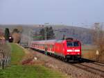 Am 14.2.13 fuhr der Regionalexpress von Mosbach Neckarelz nach Ulm mit 146 219 und n-Wagen.