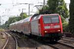 146 008 mit RE 2 nach Münster Hbf. bei der Einfahrt in Recklinghausen 25.5.2014