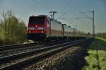 146 247-2 ist am 15.04.15 mit einen RE in Richtung Frankfurt/M.