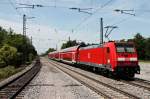 Ausfahrt am 07.06.2014 von der Freiburger 146 230-8  Radolfszell  mit einem RE (Schliengen - Offenburg) in Emmendingen.