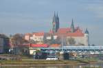 S-Bahn Dresden S 1 Meißen Triebischtal - Dresden - Schöna auf der Elbe Brücke in Meißen mit Lok 146 016-1 04.11.2015