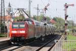 146 119 schiebt den RE 4160 (Frankfurt/Main - Kassel) aus dem Bf. Friedberg (Hess) -  05.05.2013