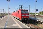 146 027 der Elbe-Saale-Bahn (DB Regio Südost) als RE 16315 (RE30) nach Halle(Saale)Hbf steht in seinem Startbahnhof Magdeburg Hbf auf Gleis 9.