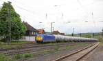 146 519-4 mit einem Ganzzug aus neuen, weien GATX Kesselwagen in Fahrtrichtung Norden. Aufgenommen in Mecklar am 09.05.2013.