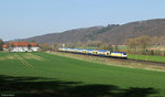 146 513 mit Metronom 82817 am 02.04.2016 bei Wispenstein.