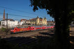 146 115-1 mit einem RE gen Basel. Aufgenommen am 30. Juli 2018 in Offenburg. 