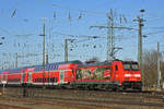 DB Lok 146 239-9 fährt beim badischen Bahnhof ein. Die Aufnahme stammt vom 30.12.2019.