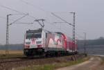 Am 29.Mrz 2013 fuhr 146 227 mit Werbung fr die Neubaustrecke Stuttgart -Ulm   durch Lauffen am Neckar.